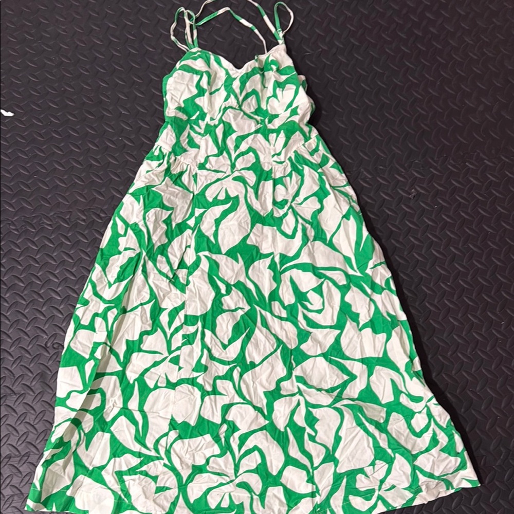a new day Green and White Smocked Dress